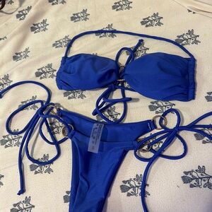 SHEIN Royal Blue Bikini with Gold Accents